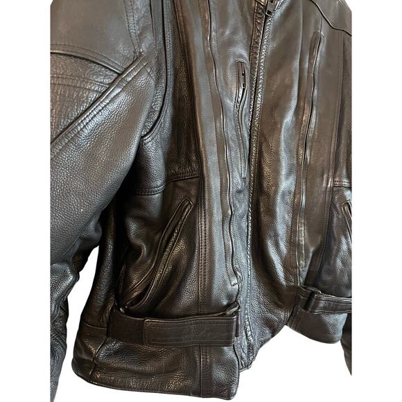 VTG UNIK Ultra Genuine Leather Men's Motorcycle Jacket Coat Zip Out Liner Large - Picture 4 of 10